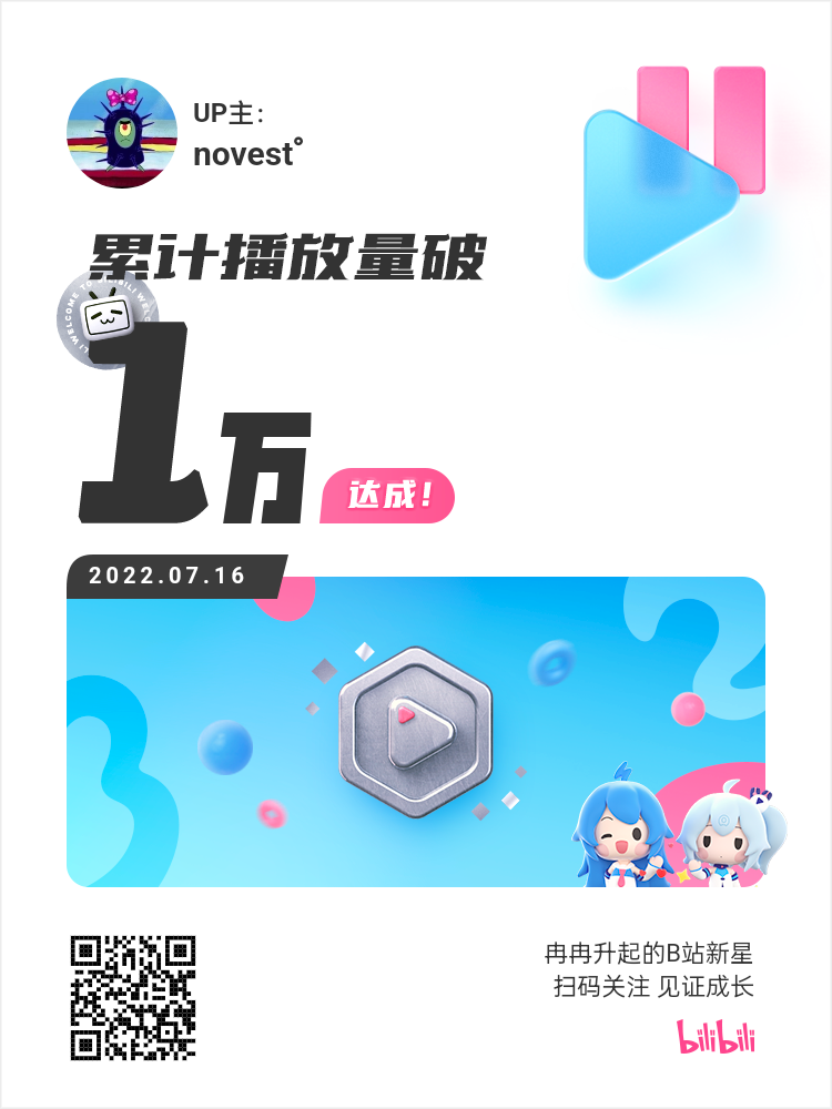 B 站累计播放破万成就